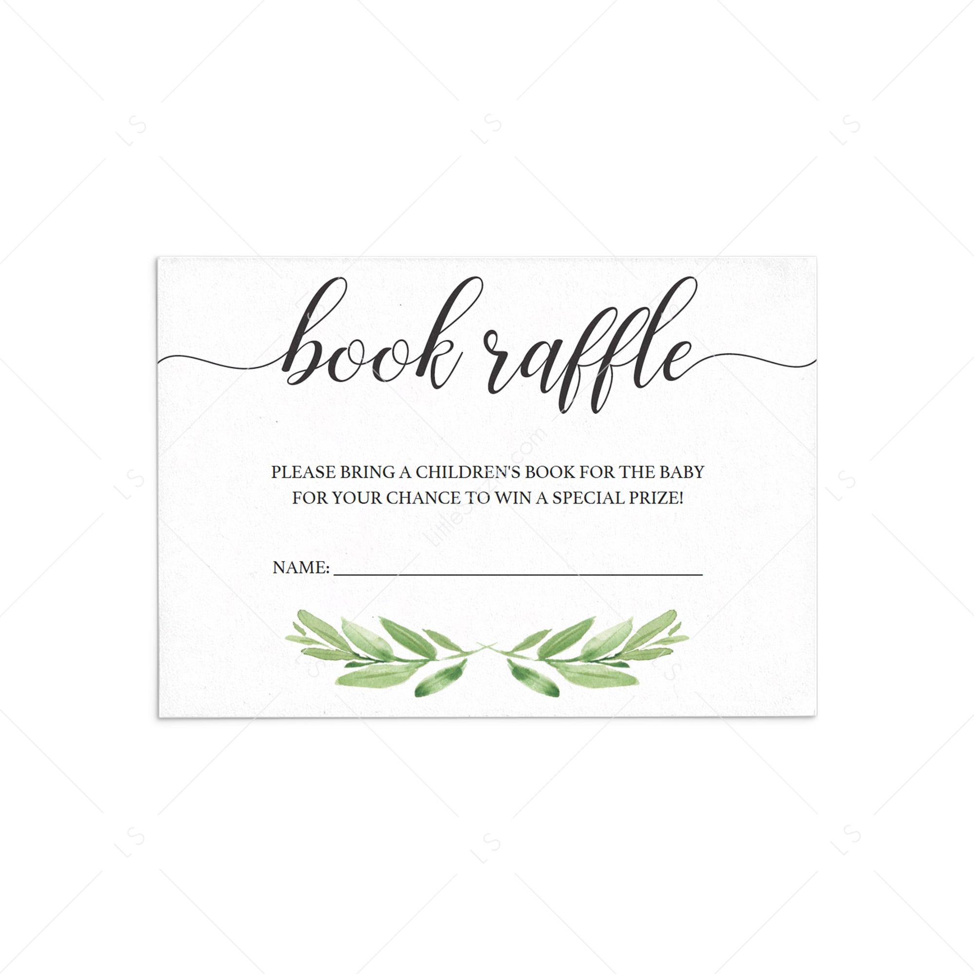 Baby shower book raffle tickets greenery template by LittleSizzle