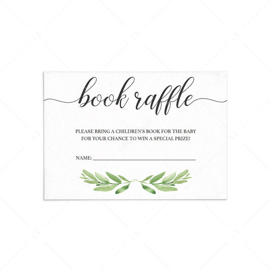 Baby shower book raffle tickets greenery template by LittleSizzle