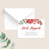 Red and Greenery Baby Shower Book Request Card Template by LittleSizzle