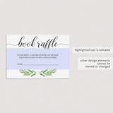 Printable book raffle cards baby shower by LittleSizzle