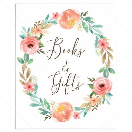 Printable Book Table Sign for Floral Baby Shower by LittleSizzle