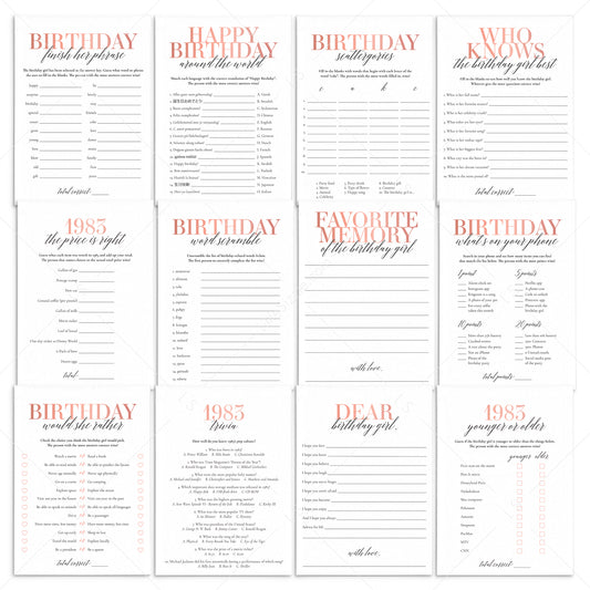 Born In 1983 42nd Birthday Party Games Bundle For Women by LittleSizzle