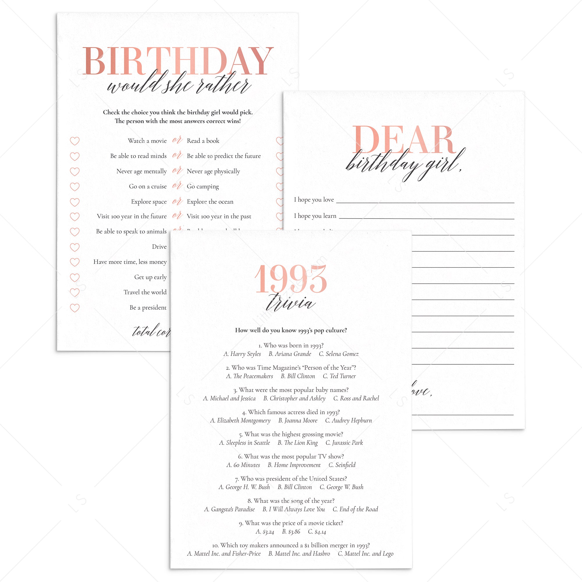 32nd Birthday Games For Her Born in 1993 by LittleSizzle