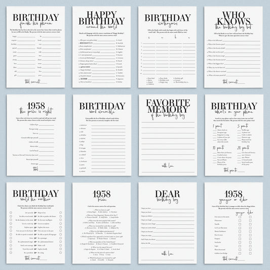 Born in 1938 87th Birthday Party Games Bundle For Men by LittleSizzle