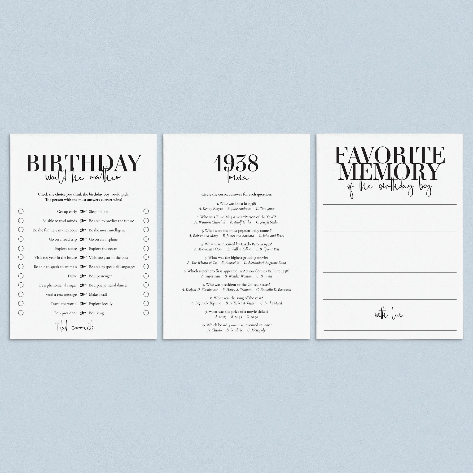 87th Birthday Games For Him Born in 1938 by LittleSizzle