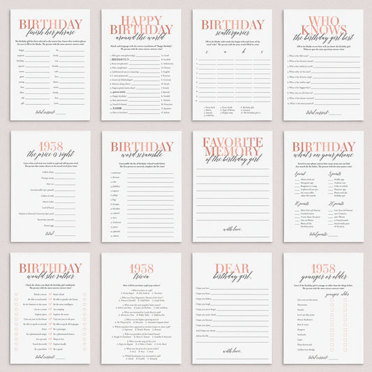 Born In 1938 87th Birthday Party Games Bundle For Women by LittleSizzle