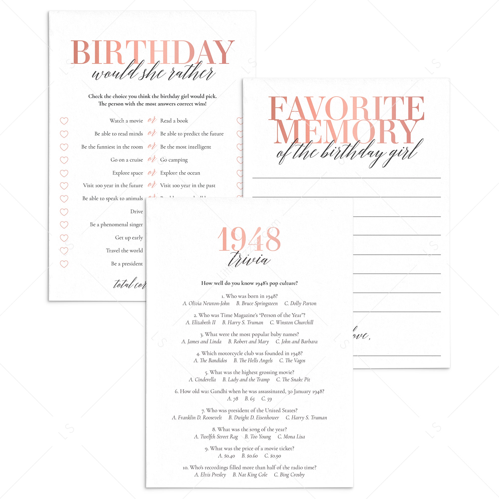 77th Birthday Games For Her Born in 1948 by LittleSizzle