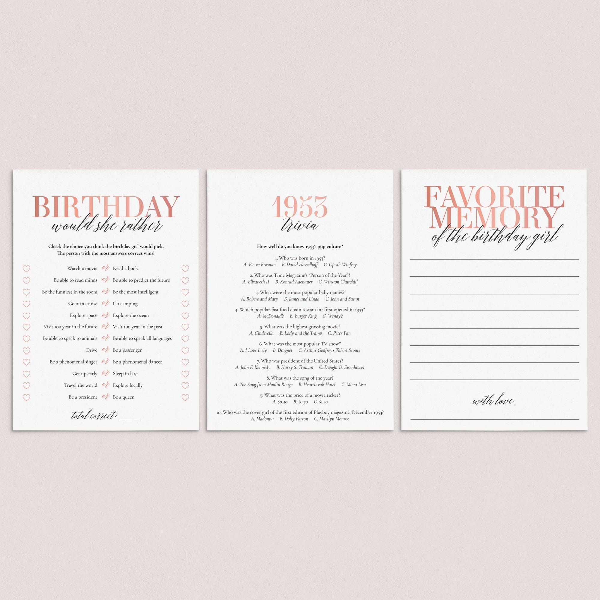 72nd Birthday Games For Her Born in 1953 by LittleSizzle