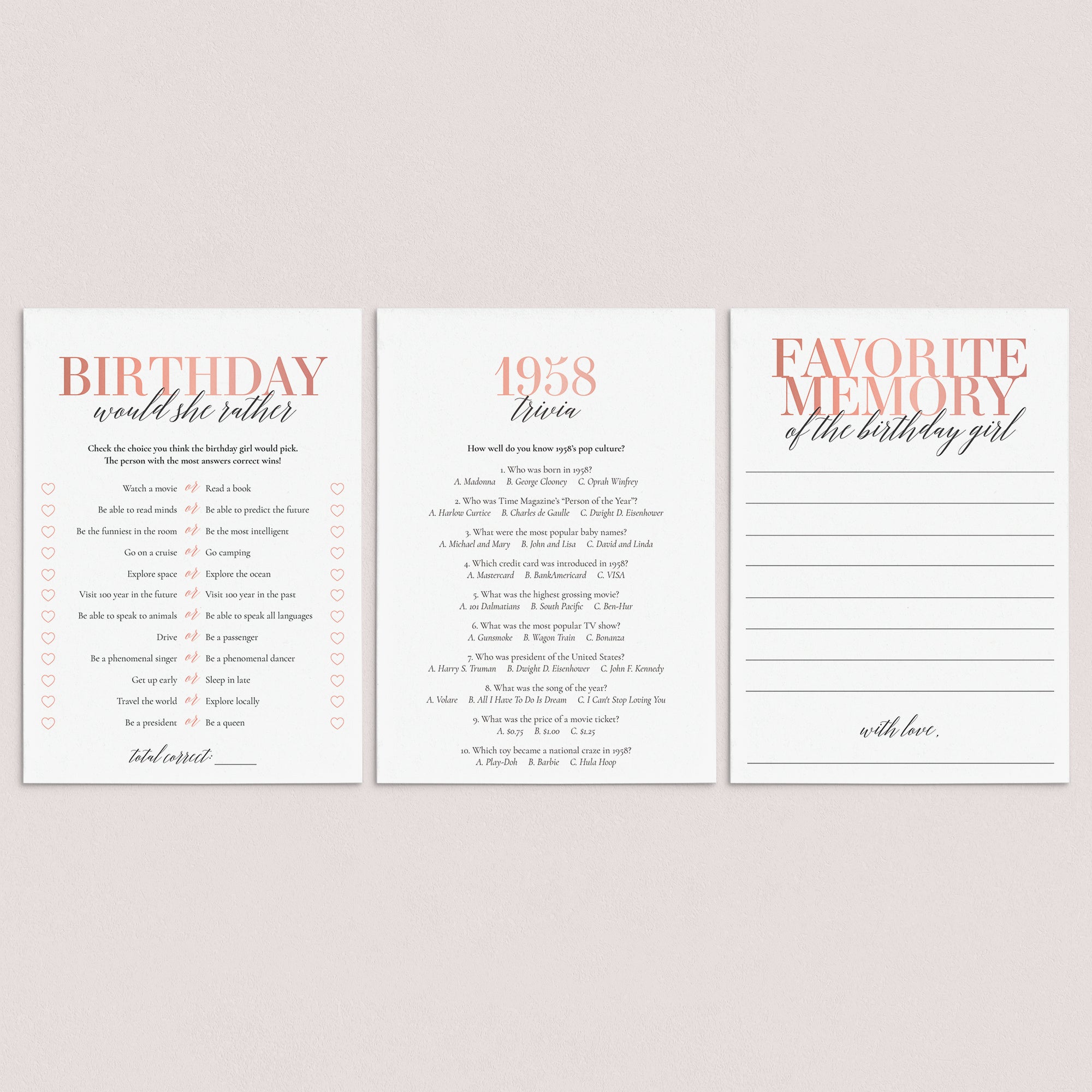 67th Birthday Games For Her Born in 1958 by LittleSizzle