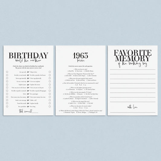 62nd Birthday Games For Him Born in 1963 by LittleSizzle