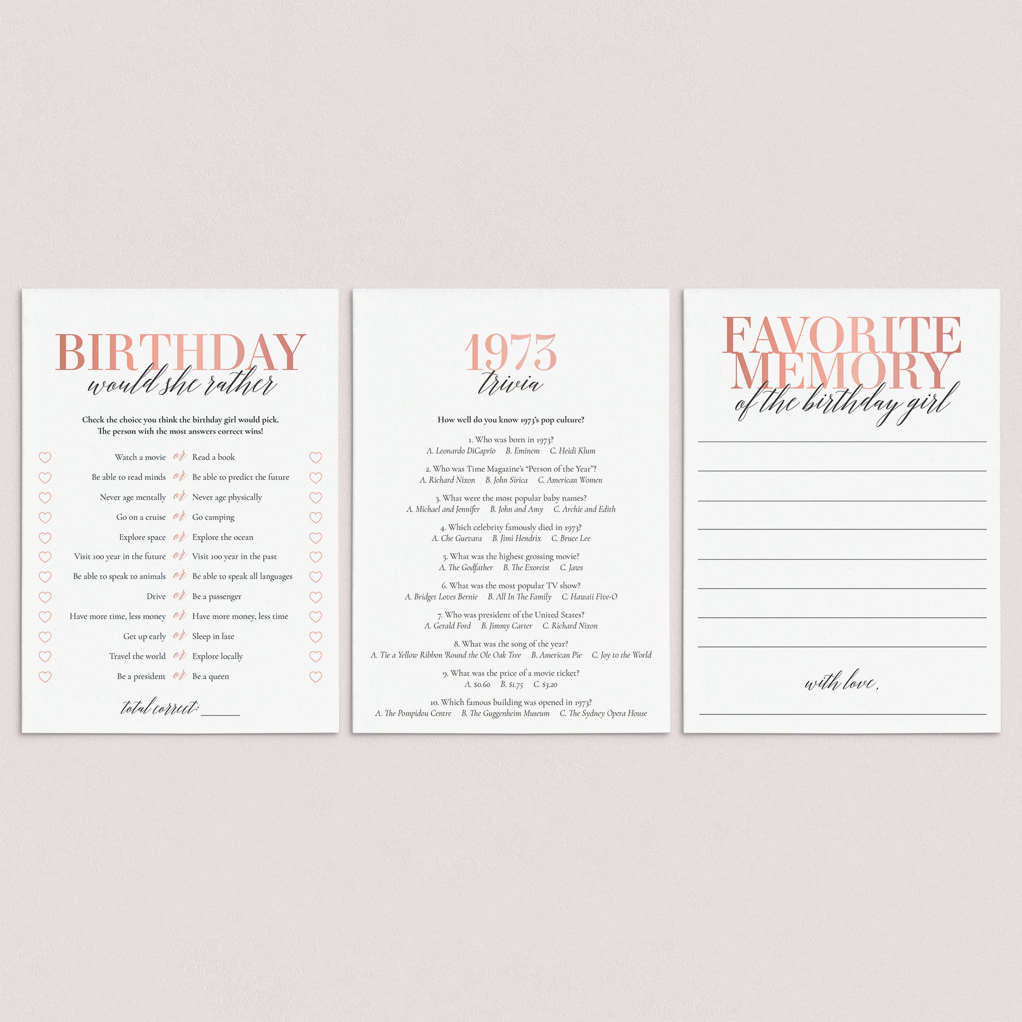 52nd Birthday Games For Her Born in 1973 by LittleSizzle