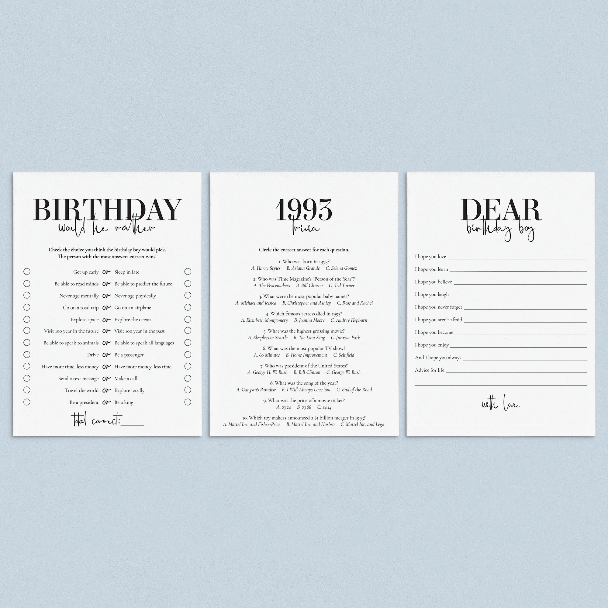 32nd Birthday Games For Him Born in 1993 by LittleSizzle