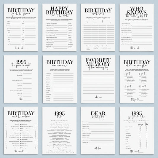 Born in 1993 32nd Birthday Party Games Bundle For Men by LittleSizzle