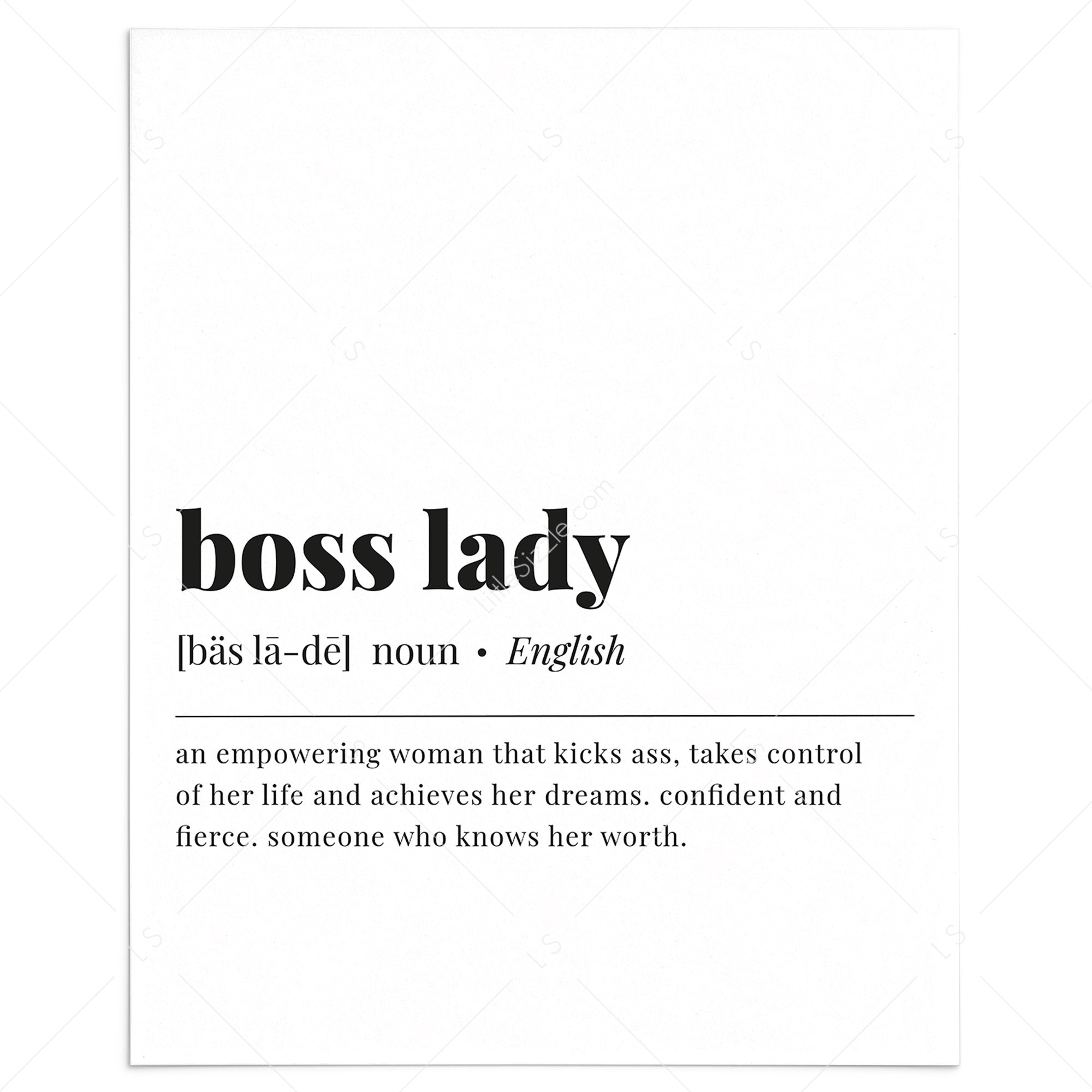 Boss Lady Definition Print Boss Lady Wall | Instant Download – LittleSizzle