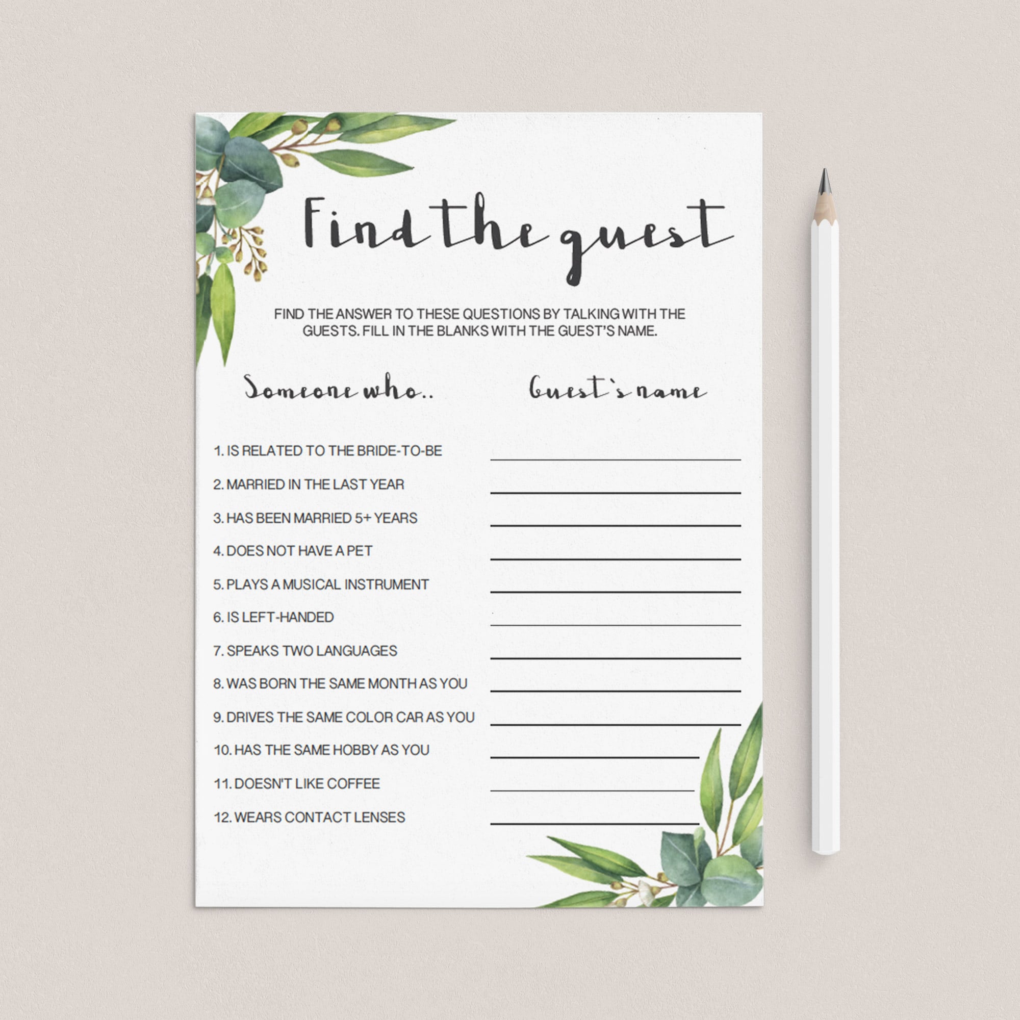 botanical bridal party activity diy