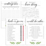 Greenery bridal shower games package by LittleSizzle