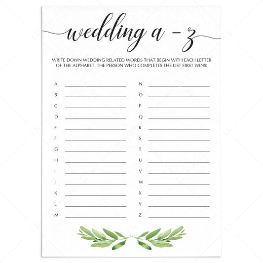 botanical bridal shower games printable by LittleSizzle
