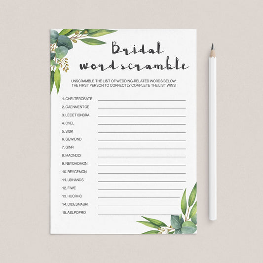 fun bridal shower guessing games instant download