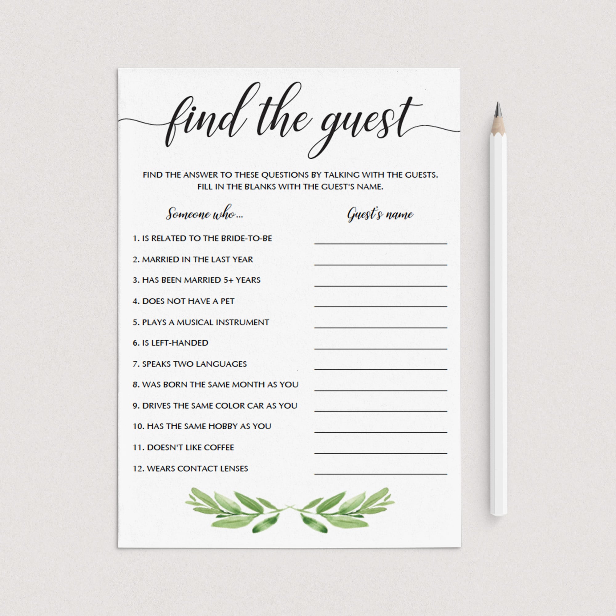 botanical bridal shower find the guest game printable