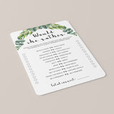 Would She Rather Birthday Game Greenery Theme