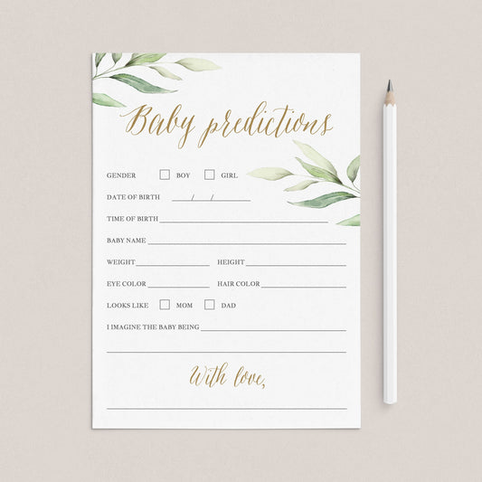 Baby prediction game for greenery baby shower by LittleSizzle