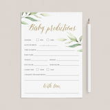 Baby prediction game for greenery baby shower by LittleSizzle
