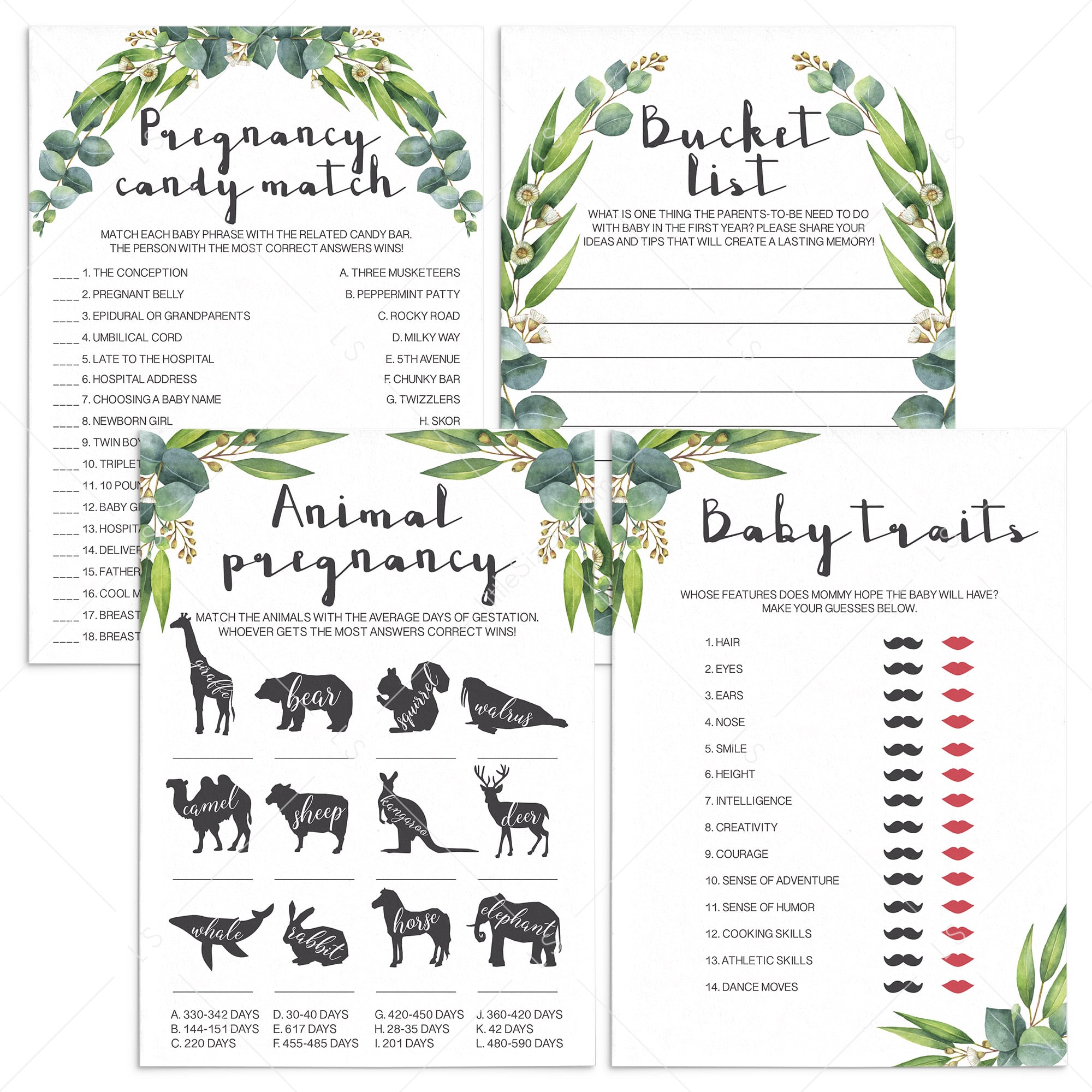 Green Baby Shower Games Bundle Printable by LittleSizzle