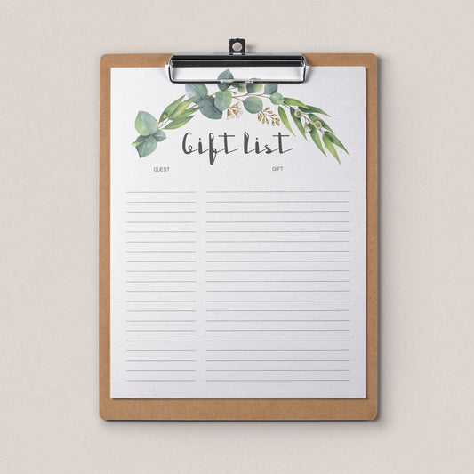 Botanical gift tracker printable by LittleSizzle