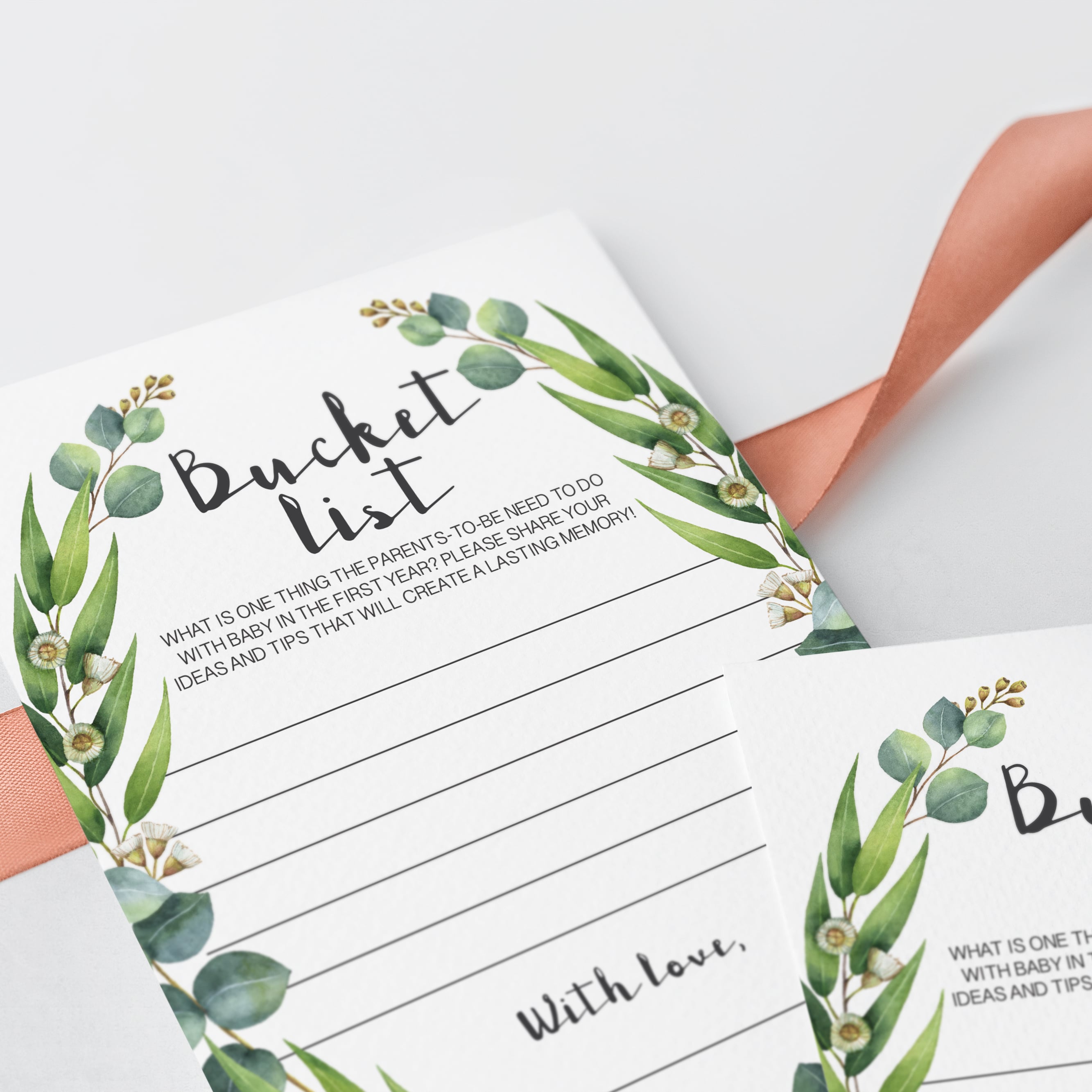 Watercolor green wreath baby shower games by LittleSizzle