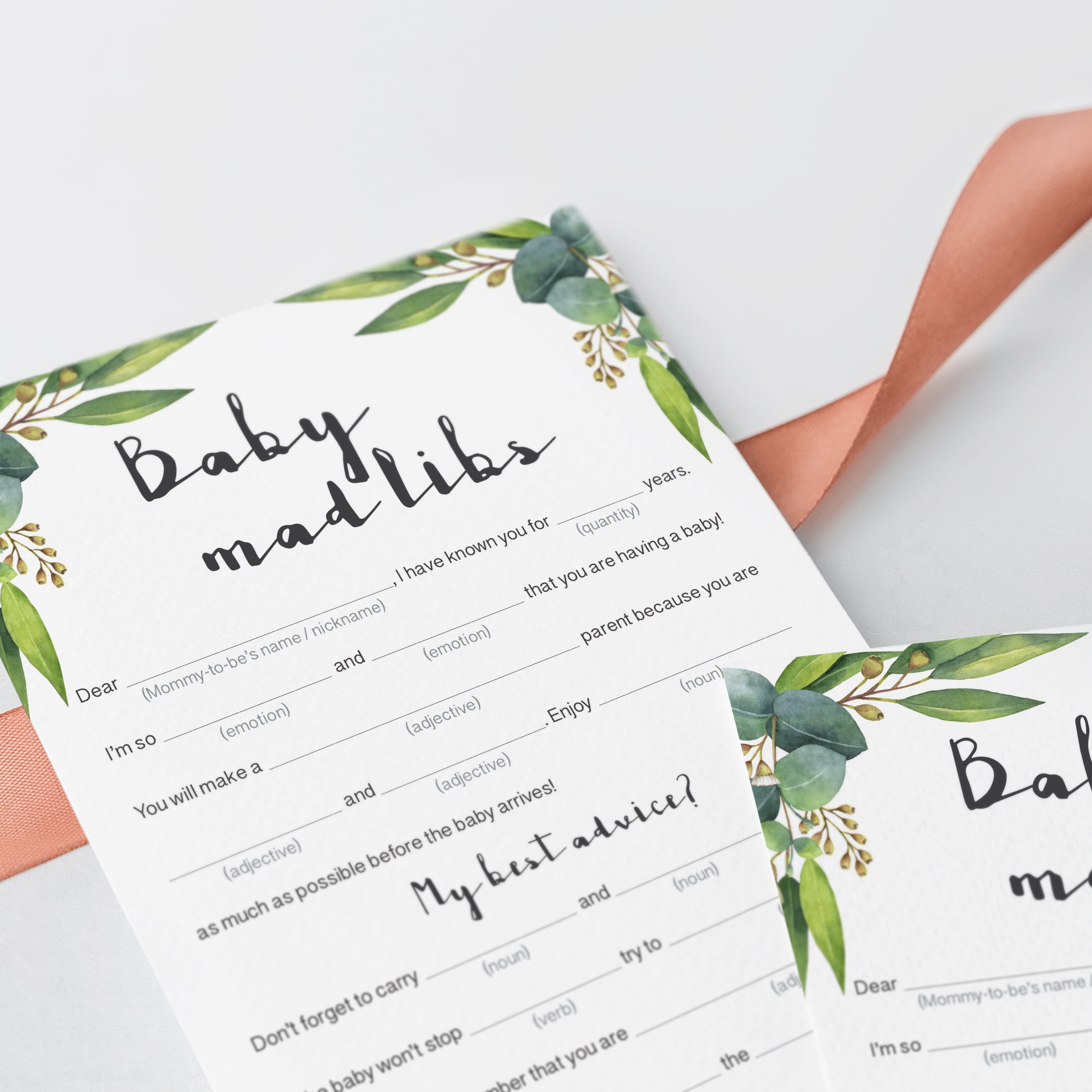 Eucalyptus baby shower game baby mad libs by LittleSizzle