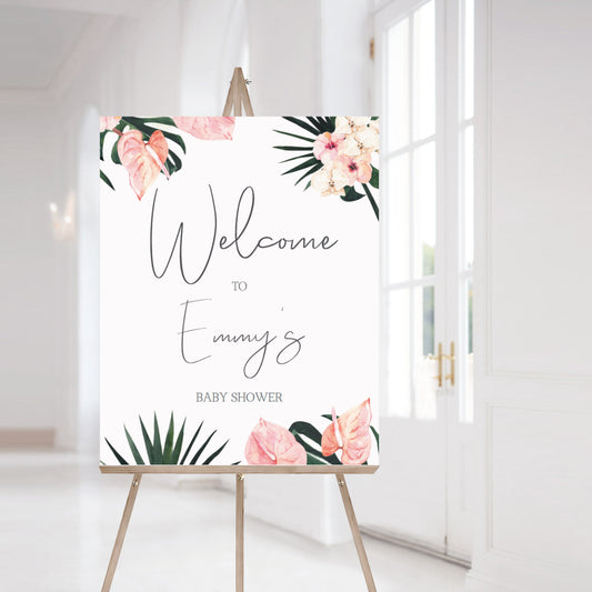 Blush and Greenery Baby Shower Welcome Board Template by LittleSizzle
