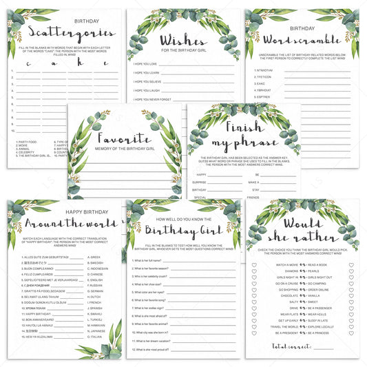 Eucalyptus Party Games Bundle For Women Printable by LittleSizzle