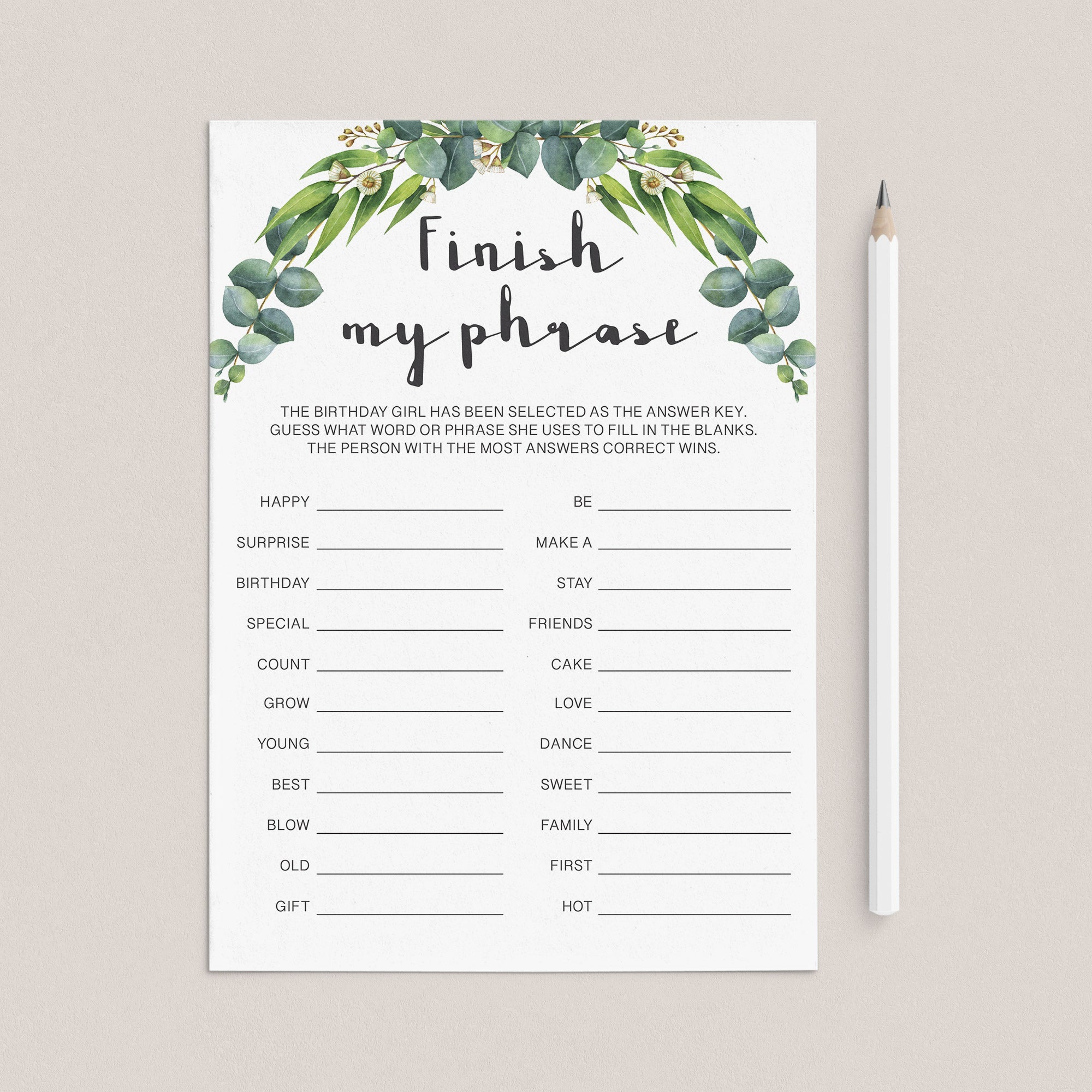 Botanical Birthday Party Game For Women Printable by LittleSizzle
