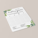 Eucalyptus Birthday Party Ideas Scattergories Game Printable