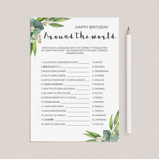 Botanical Birthday Party Game For Adults Printable by LittleSizzle