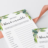 Botanical Birthday Word Scramble Printable