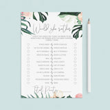 Summer Bridal Shower Game Would She Rather Printable by LittleSizzle