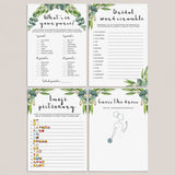botanical bridal shower games package printables by LittleSizzle