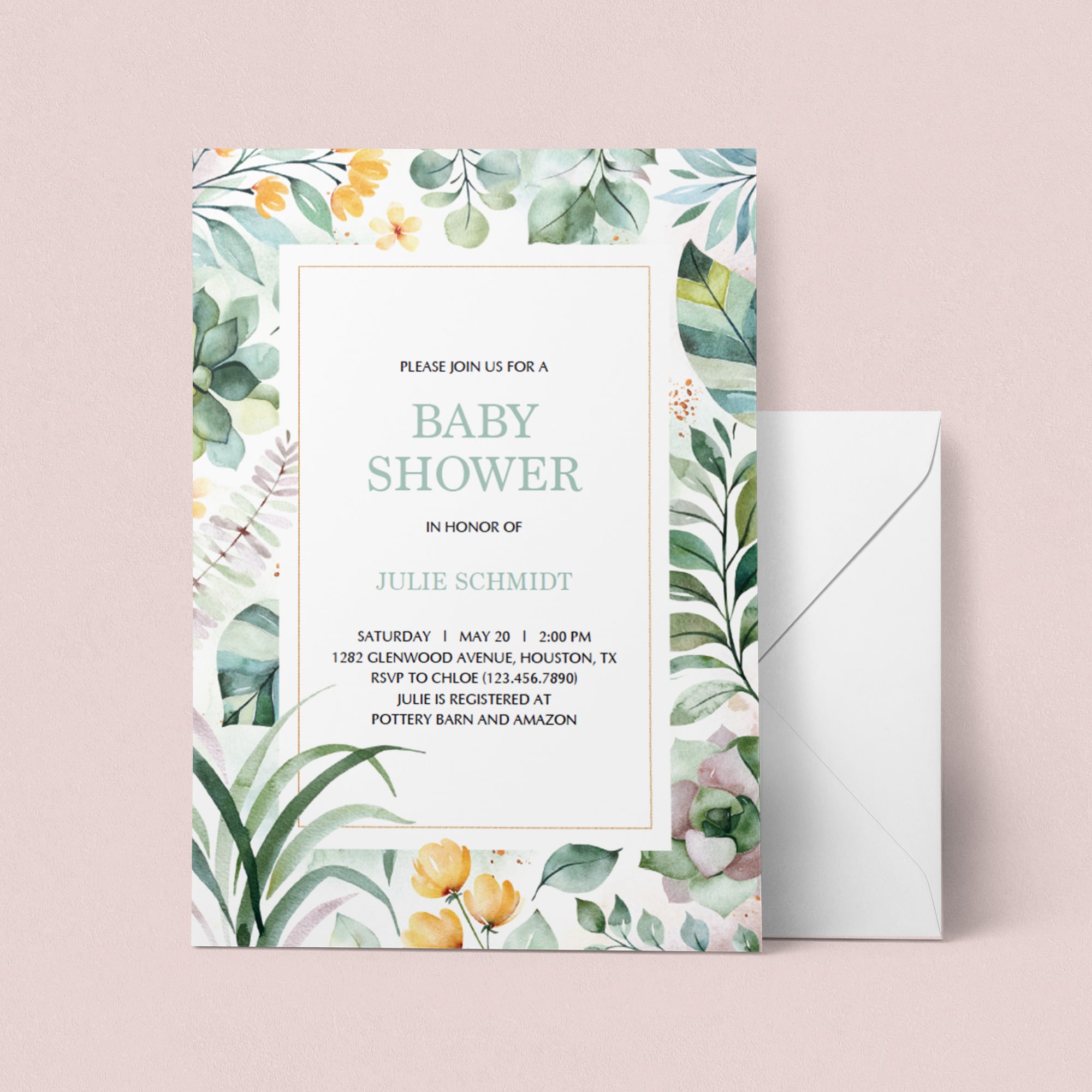 Botanical baby shower invitation template by LittleSizzle