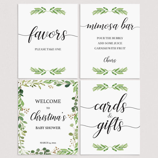 Greenery Baby Shower Decor Package Printable by LittleSizzle