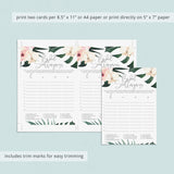 Bridal Shower Scattergories Game Printable Summer Theme