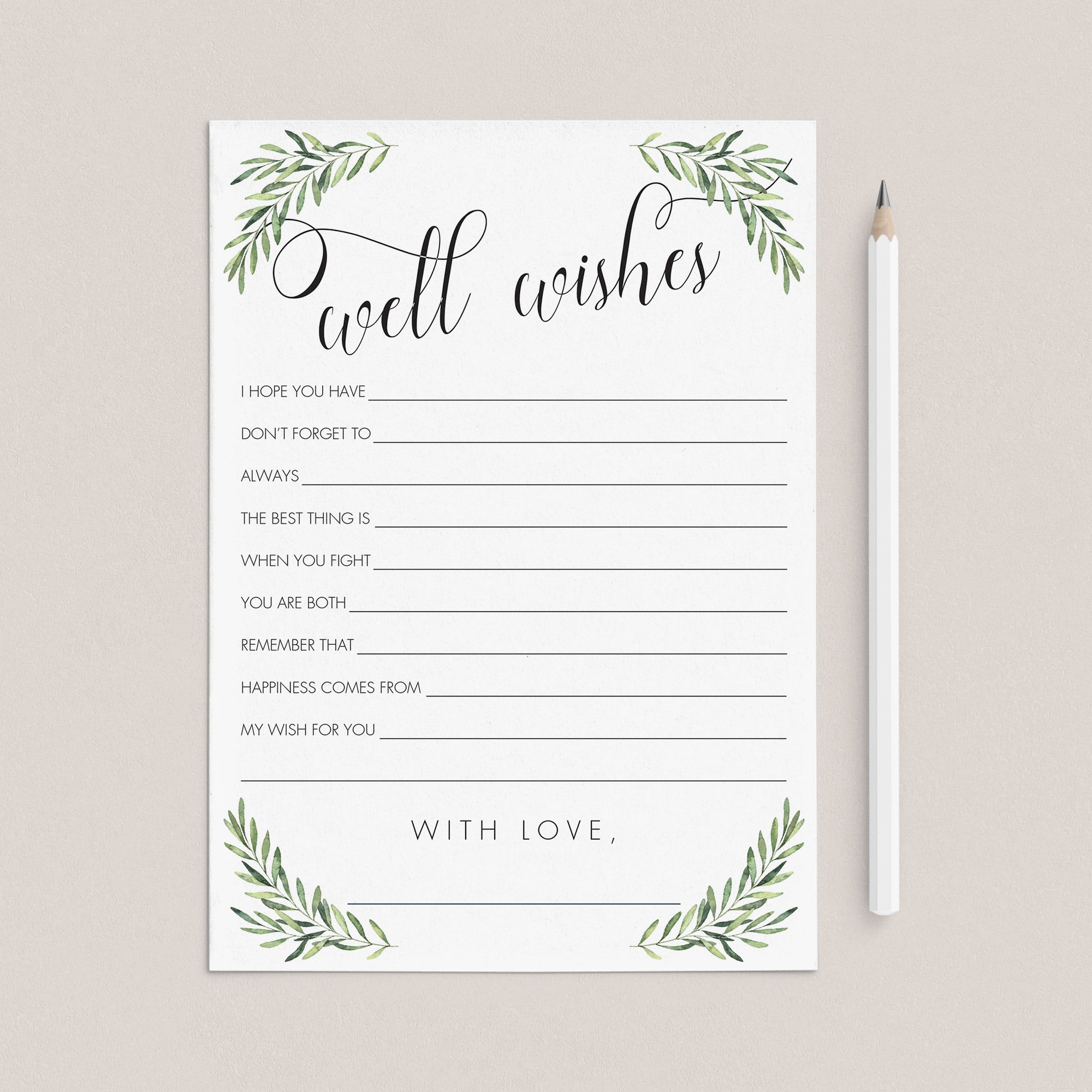 Wedding Well Wishes Card with Olive Branches by LittleSizzle