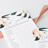 Bridal Shower Word Scramble Game Botanical Theme