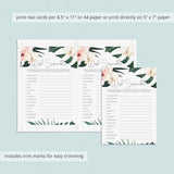 Bridal Shower Word Scramble Game Botanical Theme