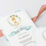 Printable Baby Party Invites Set Woodland Themed Blue