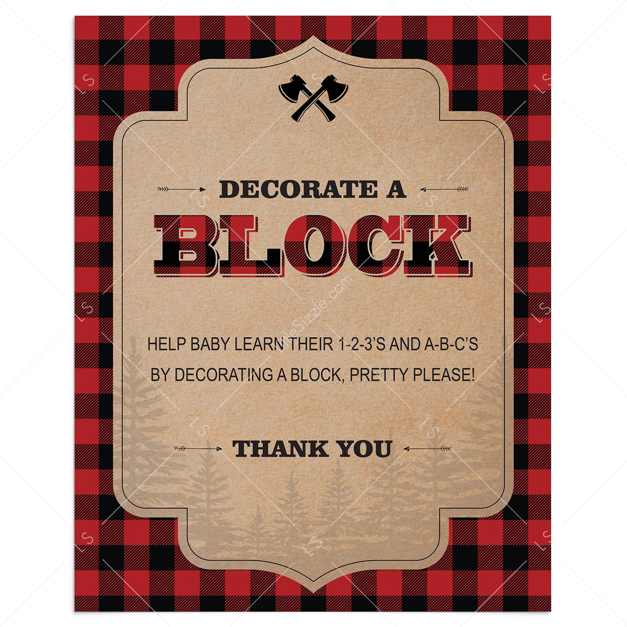 Rustic baby shower activity decorate a block by LittleSizzle