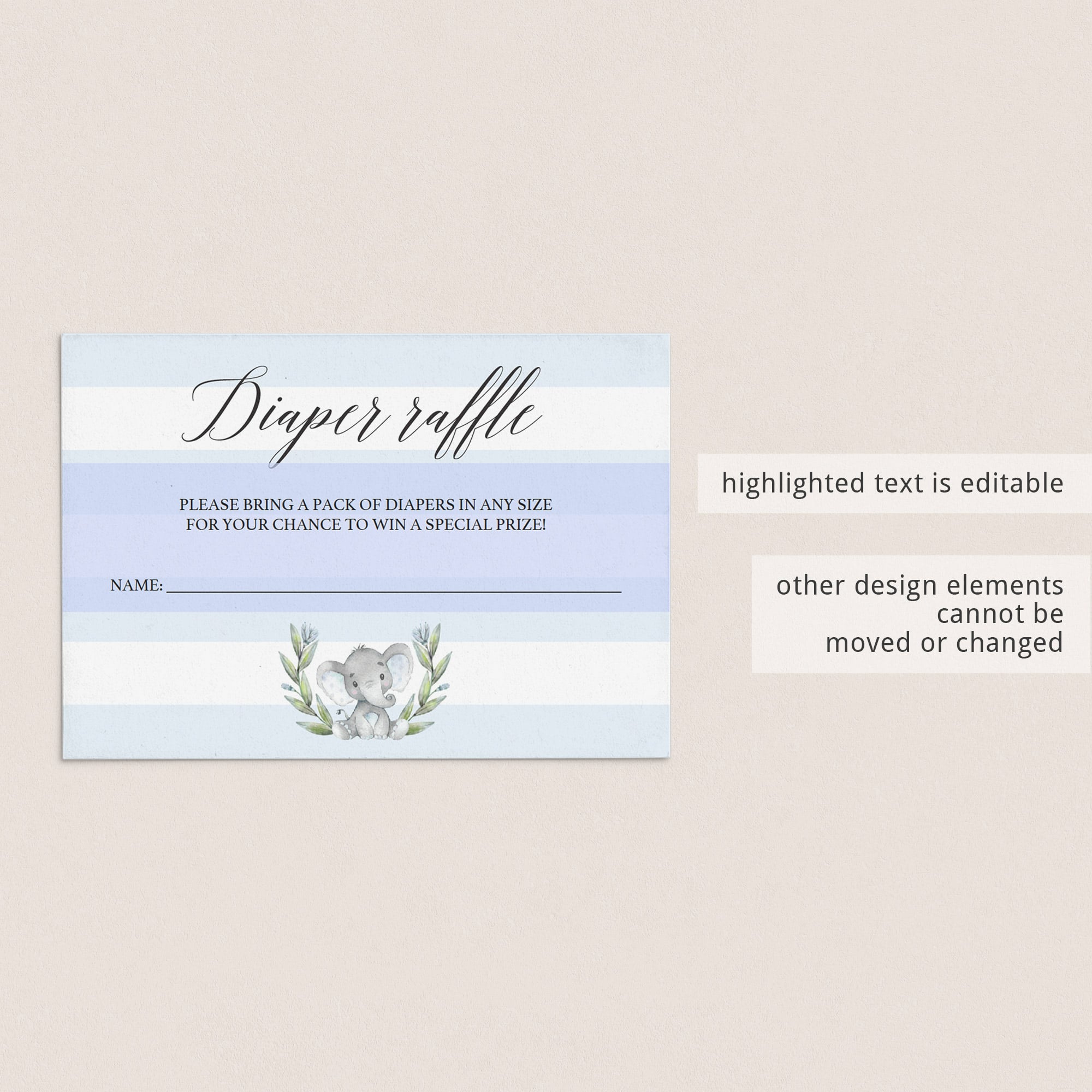 Blue elephant baby shower invitation insert by LittleSizzle