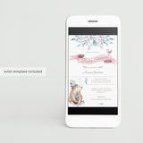 Tribal Baby Shower Invitation Template with Watercolor Bear