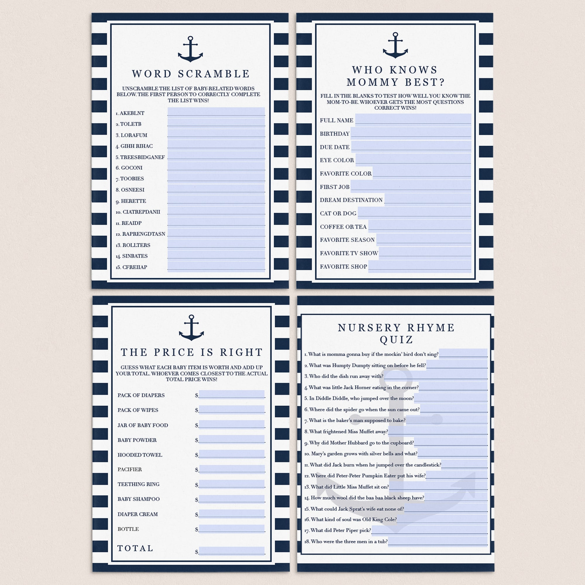 Fillable baby shower games for zoom by LittleSizzle