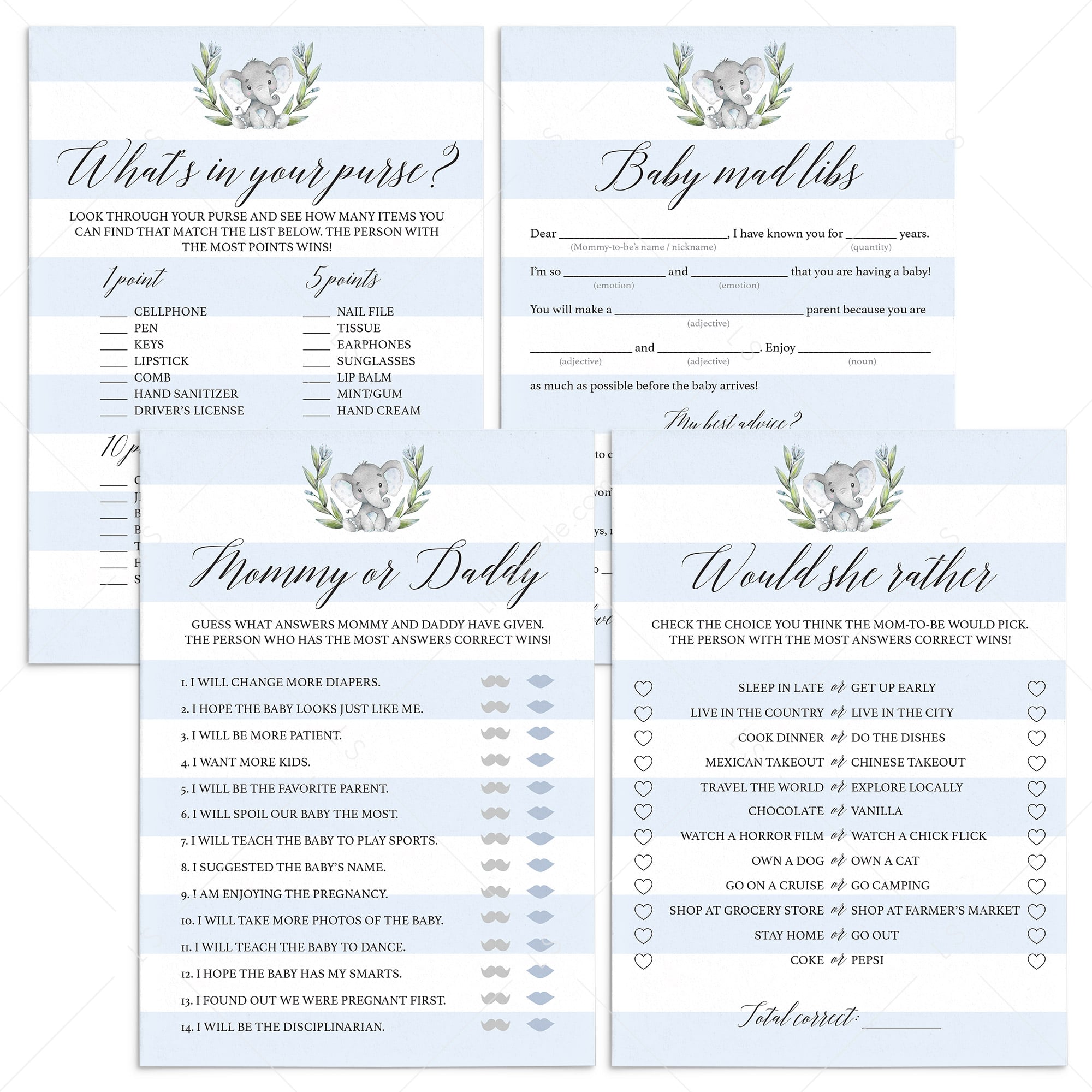 Funny baby shower games for boy shower printable by LittleSizzle